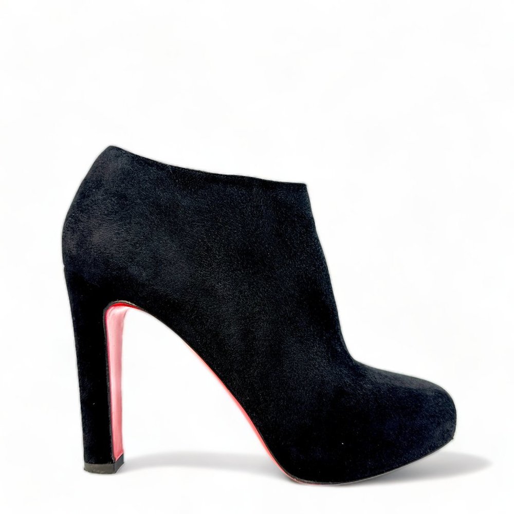 Christian Louboutin Vicky 120 Black Suede Leather Size EU 37 Ankle Bootie Heels